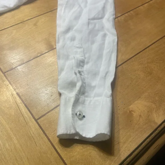 UNTUCKit 100% Linen Crisp White Casual Button Down Shirt Size Small Slim Fit - Picture 13 of 16